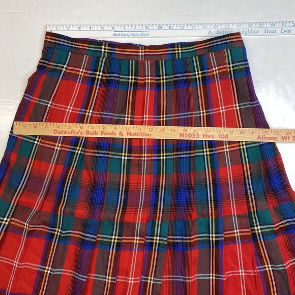 Vintage Talbots 100% Wool Red Plaid Pleated Midi Skirt Womens 20 (34"Waist) USA - Picture 2 of 9